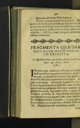 Fragmenta Quaedam Kellaei, Ex Ipsus Epistolis Excerpta.