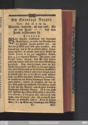 Am Sonntage Rogate. Text. Joh. 16. v. 23. 24.