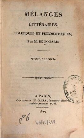 Mélanges littéraires, politiques et philosophiques, 2
