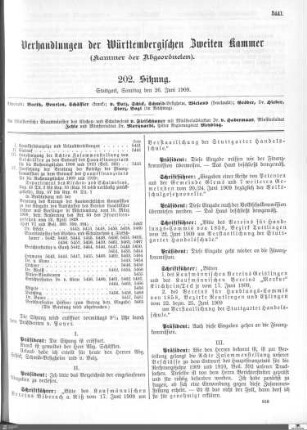 202. Sitzung, Stuttgart, 26.6.1909
