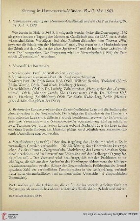 12: Sitzung in Hannoversch-Münden 15.-17. Mai 1969