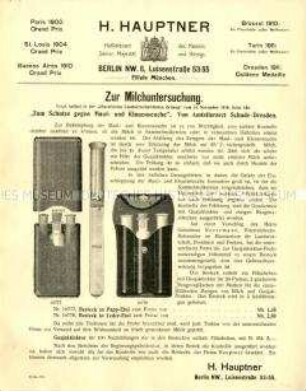 Zur Milchuntersuchung.