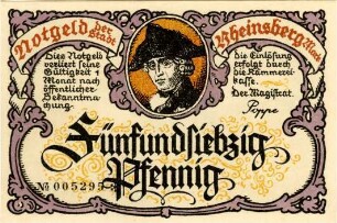 Rheinsberg, Stadt: 75 Pfennig 1922
