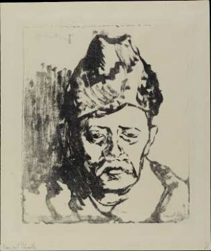 Mann mit Pelzmütze