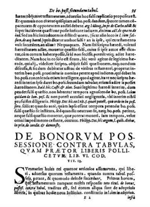De Bonorvm Possessione Contra Tabvlas, Qvam Prӕtor Liberis Pollicetvr. Lib. VI. Cod. Tit.12.
