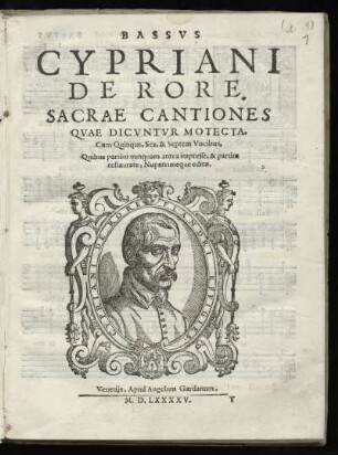 Cypriani de Rore: Sacrae cantiones quae dicuntur motecta, cum quinque, sex et septem vocibus. Bassus