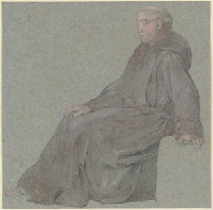 Sitzender Mönch, im Profil nach links