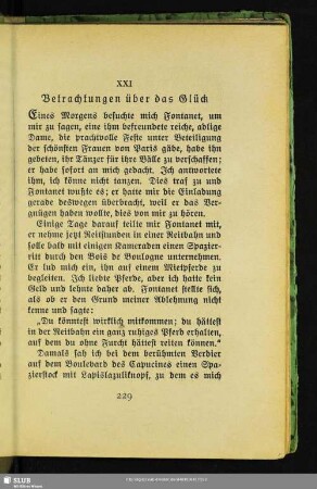 XXI. Betrachtungen über das Glück