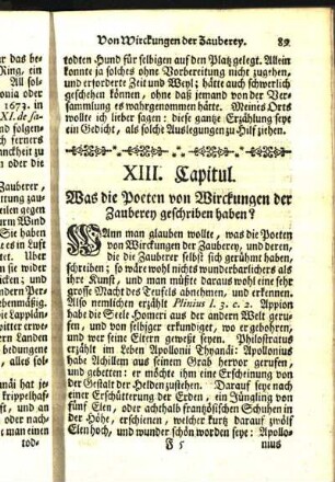 XIII. Capitul. Was die Poeten von Wirckungen der Zauberey geschriben haben?