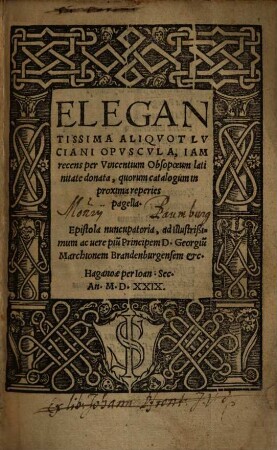 Elegantissima aliquot opuscula