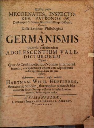 Diss. philol. de Germanismis
