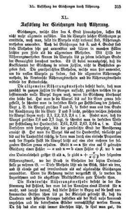 XL. Auflösung der Gleichungen durch Näherung.