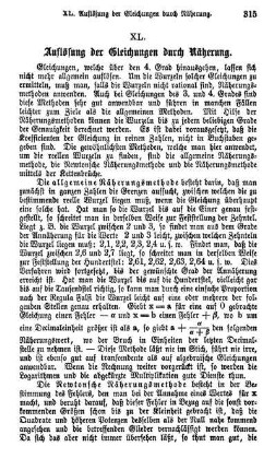 XL. Auflösung der Gleichungen durch Näherung.