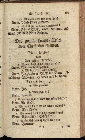 Das zweyte Haupt-Stück vom Christlichen Glauben.