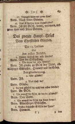 Das zweyte Haupt-Stück vom Christlichen Glauben.