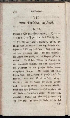 VII. Vom Dividiren im Kopfe.