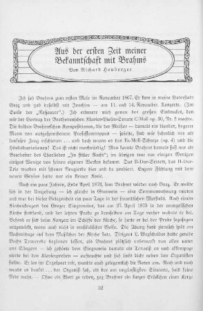 Aus der ersten Zeit meiner Bekanntschaft mit Brahms
