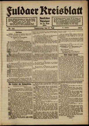 Ausgabe vom Donnerstag, den 17. Juli 1919.