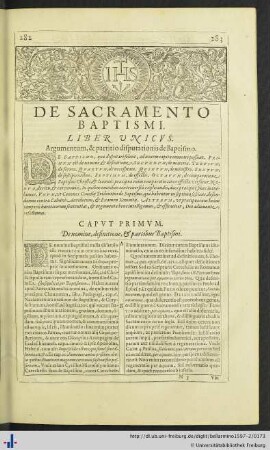 De Sacramento Baptismi. Liber Unicus.