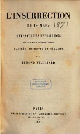 L'insurrection du 18 mars : extraits des dépositions