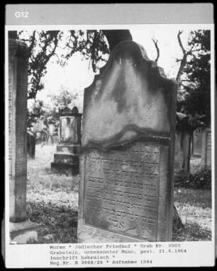 Grabstein eines Mannes (+ 1864.08.21)
