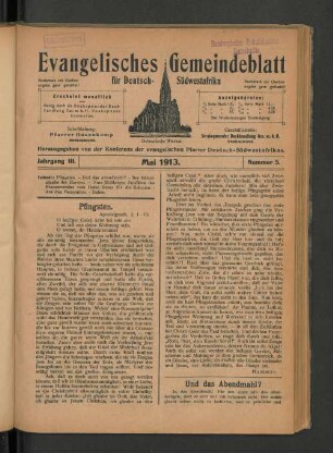 Jahrgang III. Mai 1913. Nummer 5.