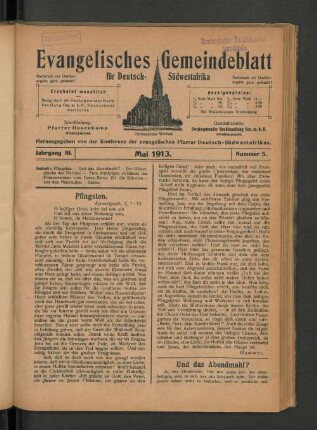 Jahrgang III. Mai 1913. Nummer 5.