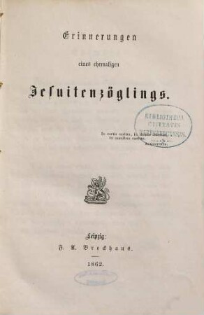 Erinnerungen eines ehemaligen Jesuitenzöglings