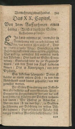 Das XX. Capitel. Von dem Auffnehmen eines Landes: Welches durch der Städte Auffnehmen geschicht