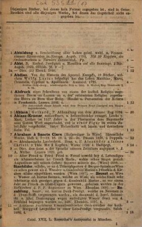 Katholische Theologie in deutscher Sprache, Schriften für und wider das Papsttum und die Gesellschaft Jesu, biblische Literatur und Bilderwerke, geistliche Lieder, Predigten, Todtentänze, Schriften gegen die Reformation, Lebensbeschreibungen von Heiligen etc., Nachtrag