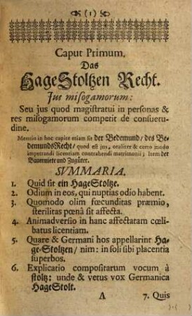 De singularibus quibusdam & antiquis in Germania iuribus & observatis : Kurtzer Tractat von unterschiedlichen Rechten in Teutschland