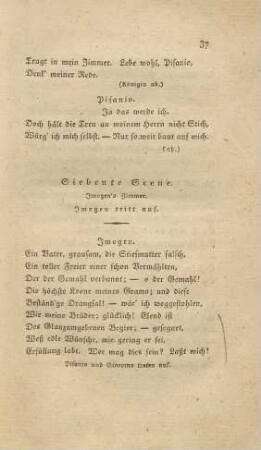Siebente Scene. Imogen's Zimmer. Imogen tritt auf