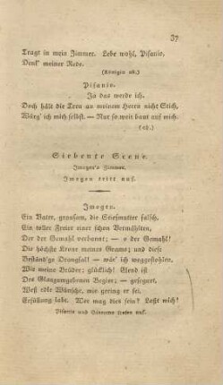 Siebente Scene. Imogen's Zimmer. Imogen tritt auf
