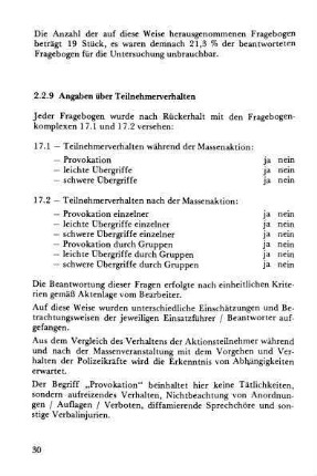 2.2.9 Angaben über Teilnehmerverhalten