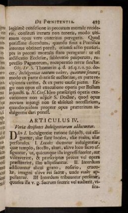 493-497, Articulus IV. Variae divisiones Indulgentiarum adducuntur.