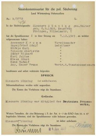 Bünning, Eleonore, geb. Walter