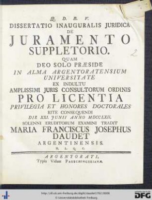Dissertatio Inauguralis Juridica De Juramento Suppletorio