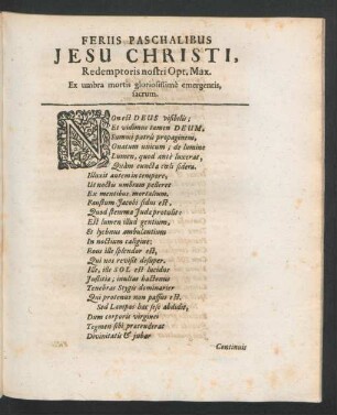 Feriis Paschalibus Jesu Christi ...