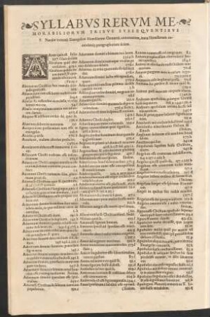 Syllabus Rerum Memorabiliorum ...