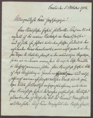 Schreiben von Theobald von Bethmann Hollweg an die Großherzogin Luise; Tod von Adolf Marschall von Biberstein