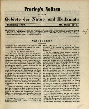 Froriep's Notizen aus dem Gebiete der Natur- und Heilkunde. 1859,3, 1859,3