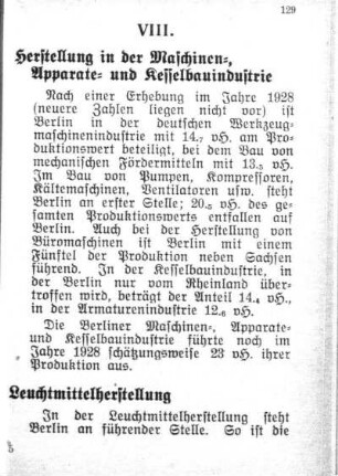 VIII. Erzeugung, Verbrauch, Preise