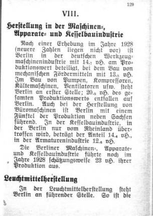 VIII. Erzeugung, Verbrauch, Preise