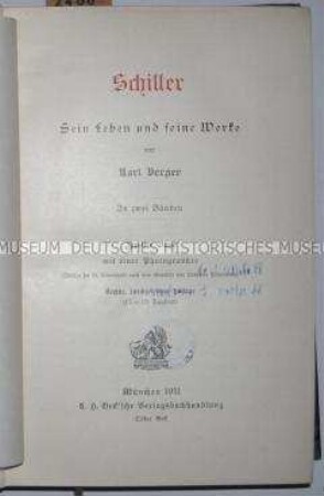 Veröffentlichung über Schillers Leben und Werke (Band 2 v. 2)