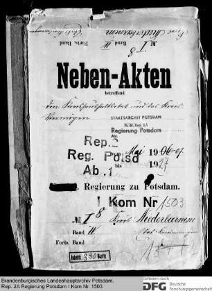 Kreishaushaltspläne, Verwaltungsberichte und Kreisvermögen des Kreises Niederbarnim