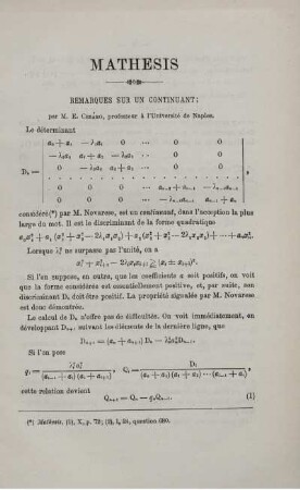 REMARQUES SUR UN CONTINUANT.