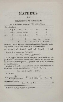 REMARQUES SUR UN CONTINUANT.