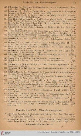 Drucke bis 1599. Elzevier-Ausgaben (Nr. 470 - 503)