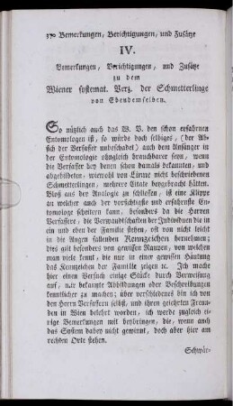 IV. Bemerkungen, Berichtigungen, und Zusätze