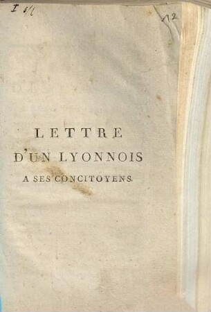 Lettre d'un Lyonnois à ses concitoyens
